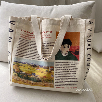 Női textiltáska színes nyomattal és feliratokkal