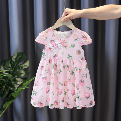 Μοντέρνο παιδικό φόρεμα με κοντό μανίκι