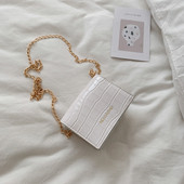 Kis kézitáska hosszú füllel, felirattal