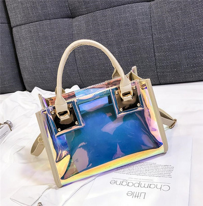 Fényes hatású kis táska két fogantyúval