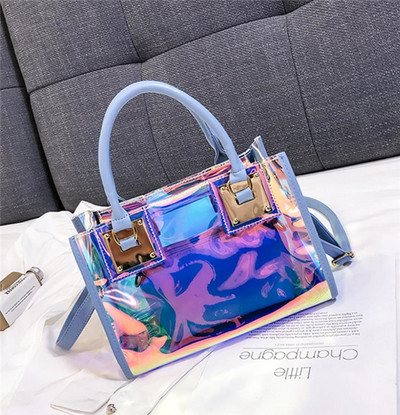 Fényes hatású kis táska két fogantyúval