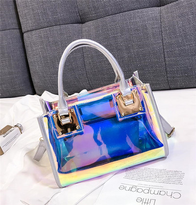 Fényes hatású kis táska két fogantyúval