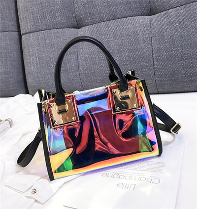 Fényes hatású kis táska két fogantyúval