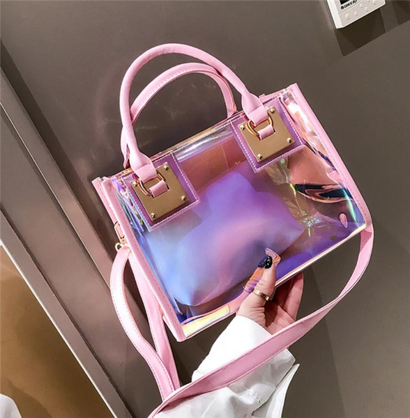 Fényes hatású kis táska két fogantyúval