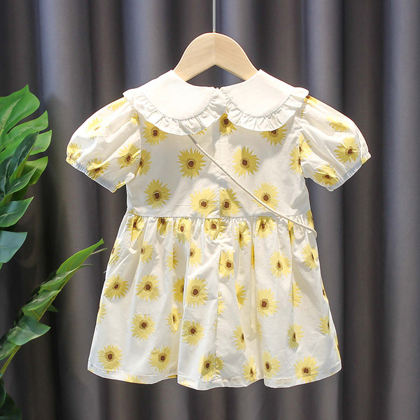 Modern gyerekruha virágos motívumokkal, kerek nyakkivágással