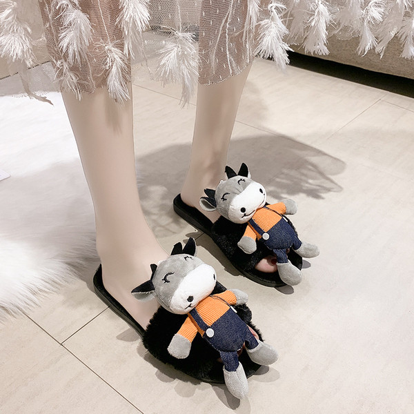 Női papucs 3D tehén elemmel