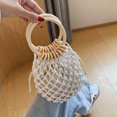 Γυναικεία μίνι πλεκτή τσάντα με στρογγυλές λαβές