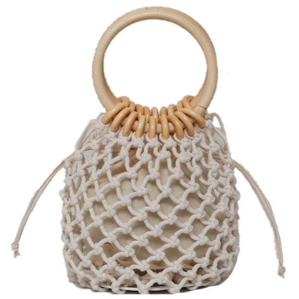 Γυναικεία μίνι πλεκτή τσάντα με στρογγυλές λαβές