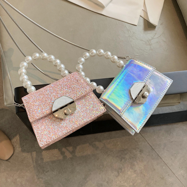 Moteriška moderni mini rankinė su sagtimi ir perlais