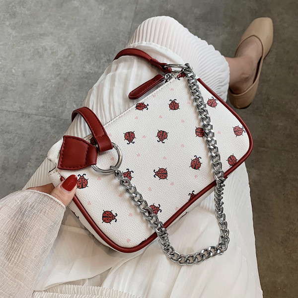 Laisvalaikio moteriška rankinė su metaline grandinėle iš eko odos