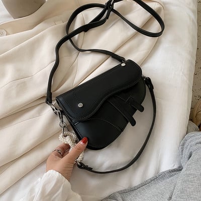 Moderni moteriška rankinė iš eko odos su dekoratyviniais perlais