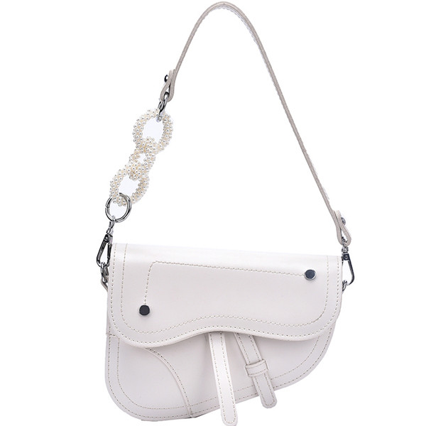 Moderni moteriška rankinė iš eko odos su dekoratyviniais perlais