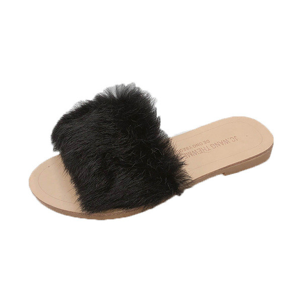 Дамски модерни чехли с пухени  каишки