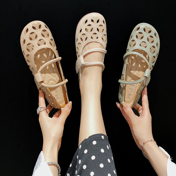 Pantofi de dama din piele cu talpa plate si bretele