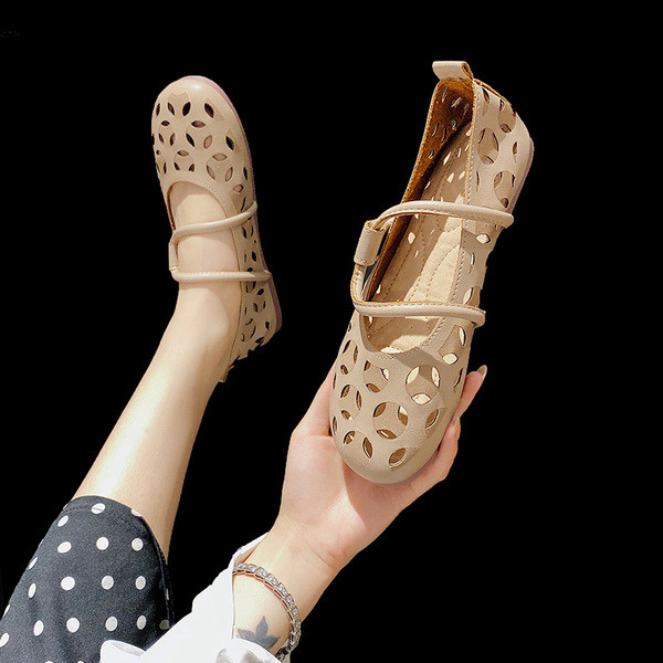 Pantofi de dama din piele cu talpa plate si bretele