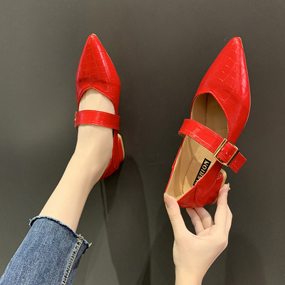 Pantofi de dama moderni model ascutit cu tocuri joase