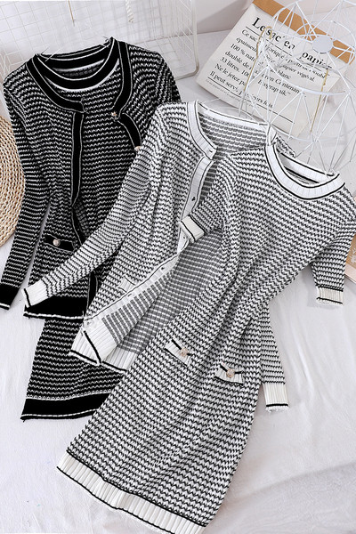 Set de toamnă pentru femei din două părți - vestă și rochie