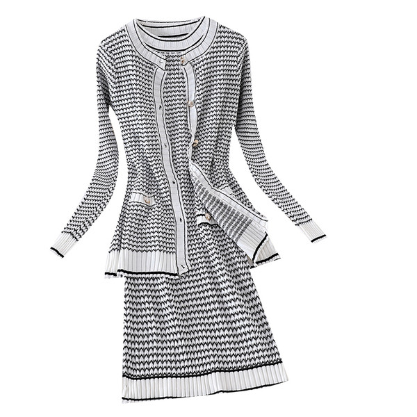 Set de toamnă pentru femei din două părți - vestă și rochie