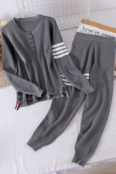 Set de tricotat subțire pentru femei de zi cu zi, cu margini