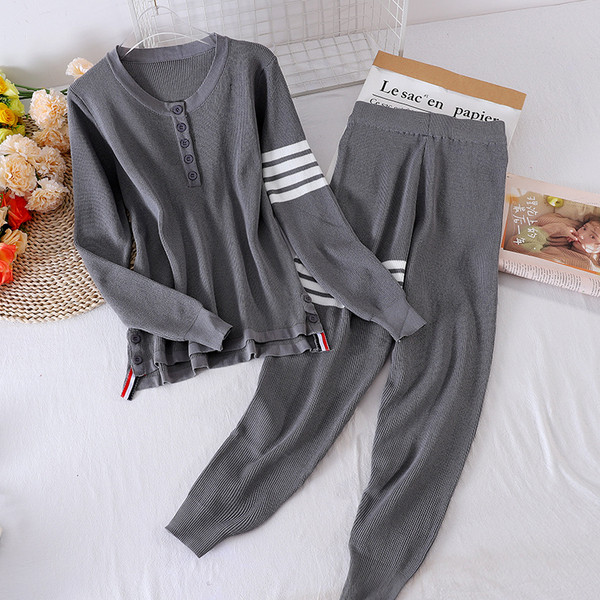 Set de tricotat subțire pentru femei de zi cu zi, cu margini