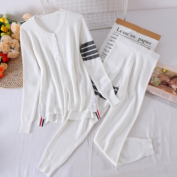 Set de tricotat subțire pentru femei de zi cu zi, cu margini