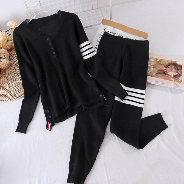 Set de tricotat subțire pentru femei de zi cu zi, cu margini