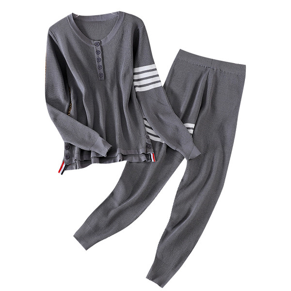 Set de tricotat subțire pentru femei de zi cu zi, cu margini