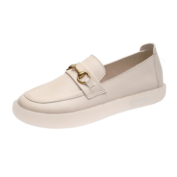 Mocasini casual dama din piele cu element metalic