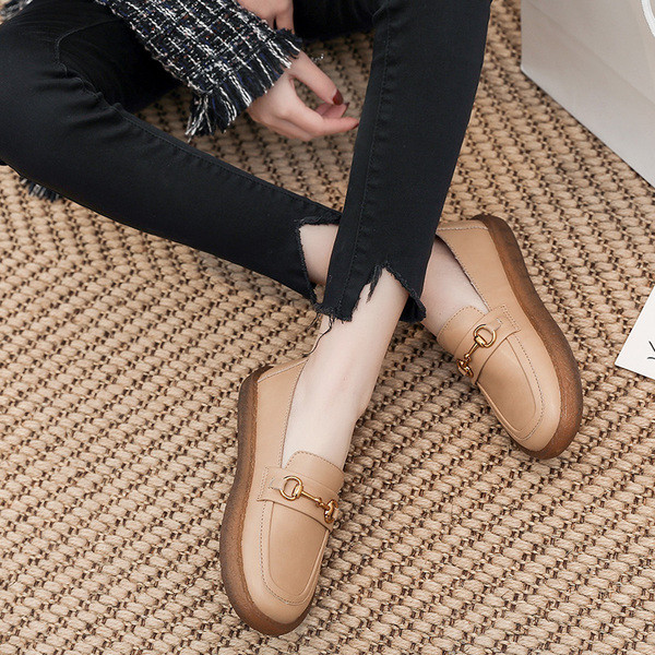 Mocasini casual dama din piele cu element metalic