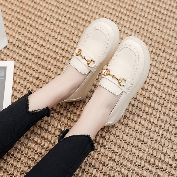 Mocasini casual dama din piele cu element metalic