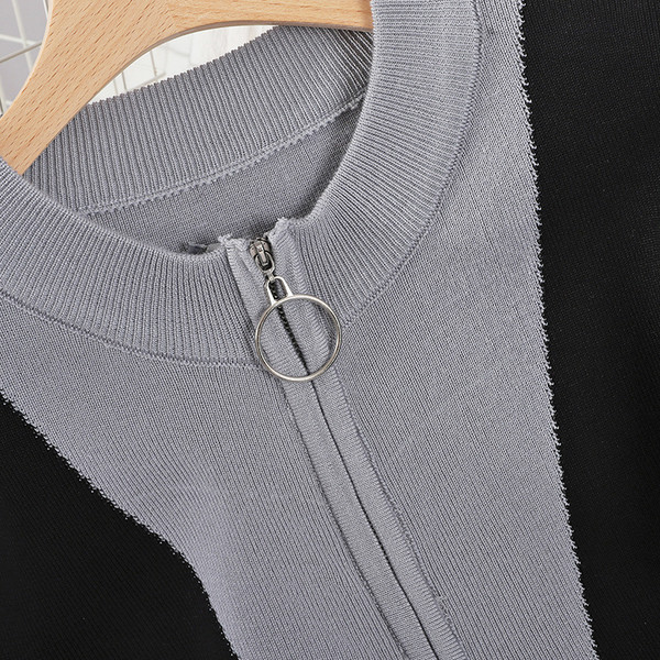 Set de tricotat subțire pentru femei de toamnă, inclusiv un cardigan cu fermoar și pantaloni