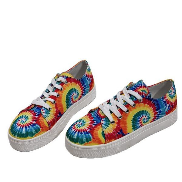 Tenisi dama colorati cu sireturi si talpa plata