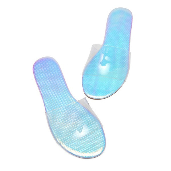 Модерни дамски чехли с прозрачна силиконова каишка