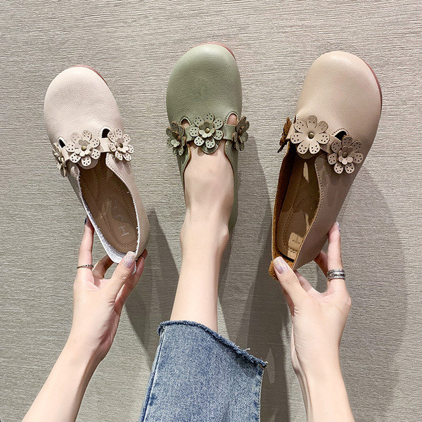 Pantofi casual dama cu talpa plate si flori 3D