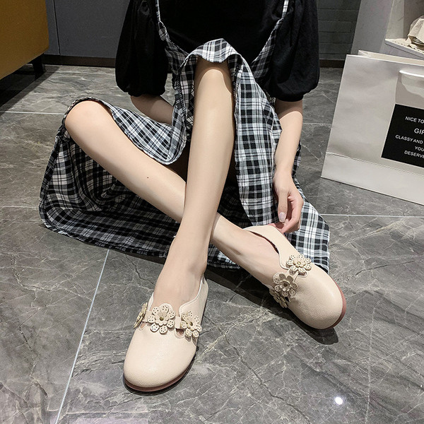 Pantofi casual dama cu talpa plate si flori 3D