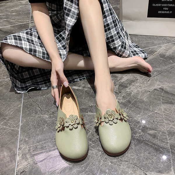 Pantofi casual dama cu talpa plate si flori 3D