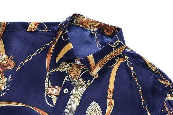 Cămașă colorată pentru bărbați cu mâneci scurte și guler clasic