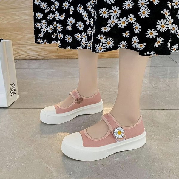 Ежедневни дамски обувки с велкро лепенка и маргаритка 