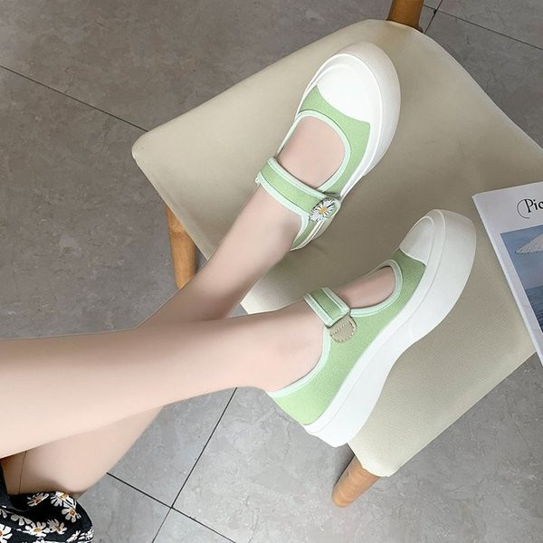 Ежедневни дамски обувки с велкро лепенка и маргаритка 