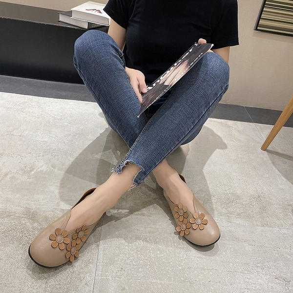 Pantofi de dama cu flori 3D si talpa plata