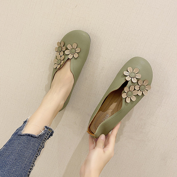 Pantofi de dama cu flori 3D si talpa plata