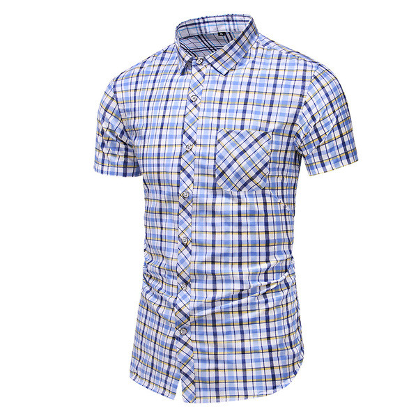 Cămașă casual în carouri, cu buzunar și mâneci scurte