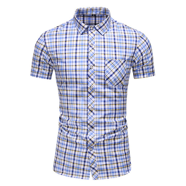 Cămașă casual în carouri, cu buzunar și mâneci scurte