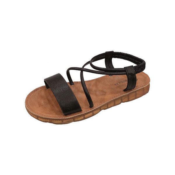 Sandale casual dama cu talpa plata si bretele din piele