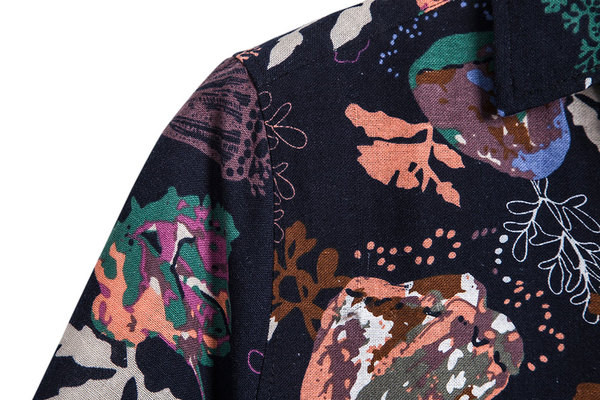 Cămașă casual pentru bărbați cu motive florale și guler clasic