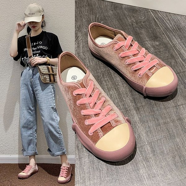 Tenisi casual dama confectionati din catifea cu talpa plata