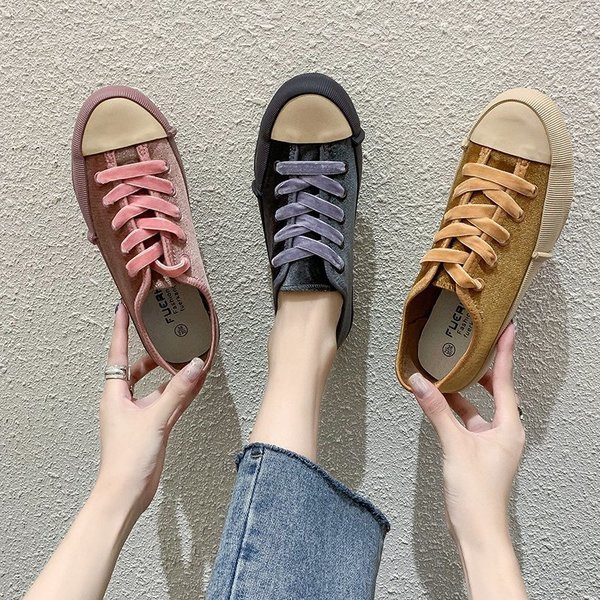 Tenisi casual dama confectionati din catifea cu talpa plata