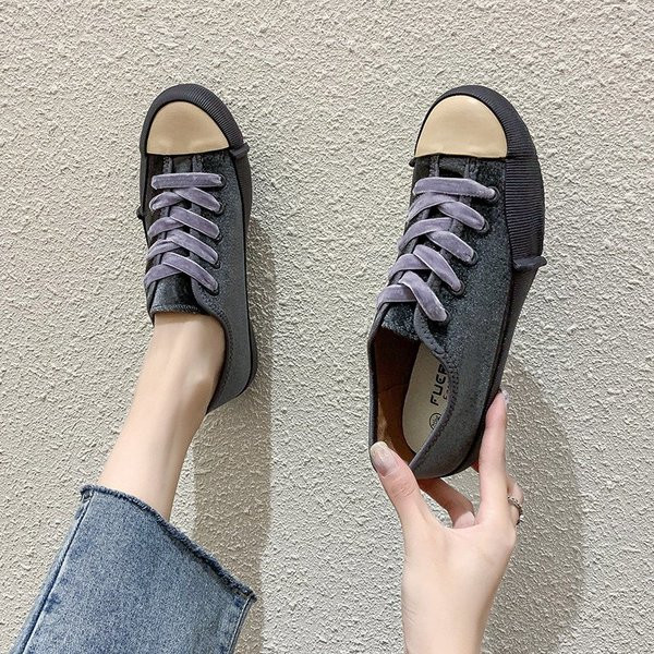 Tenisi casual dama confectionati din catifea cu talpa plata