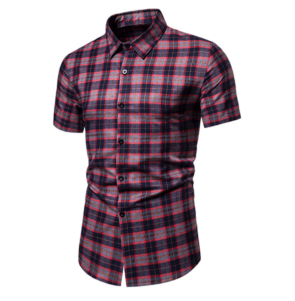 Cămașă de vară pentru bărbați cu mâneci scurte și guler clasic