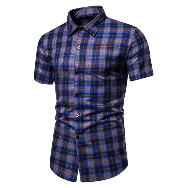 Cămașă de vară pentru bărbați cu mâneci scurte și guler clasic